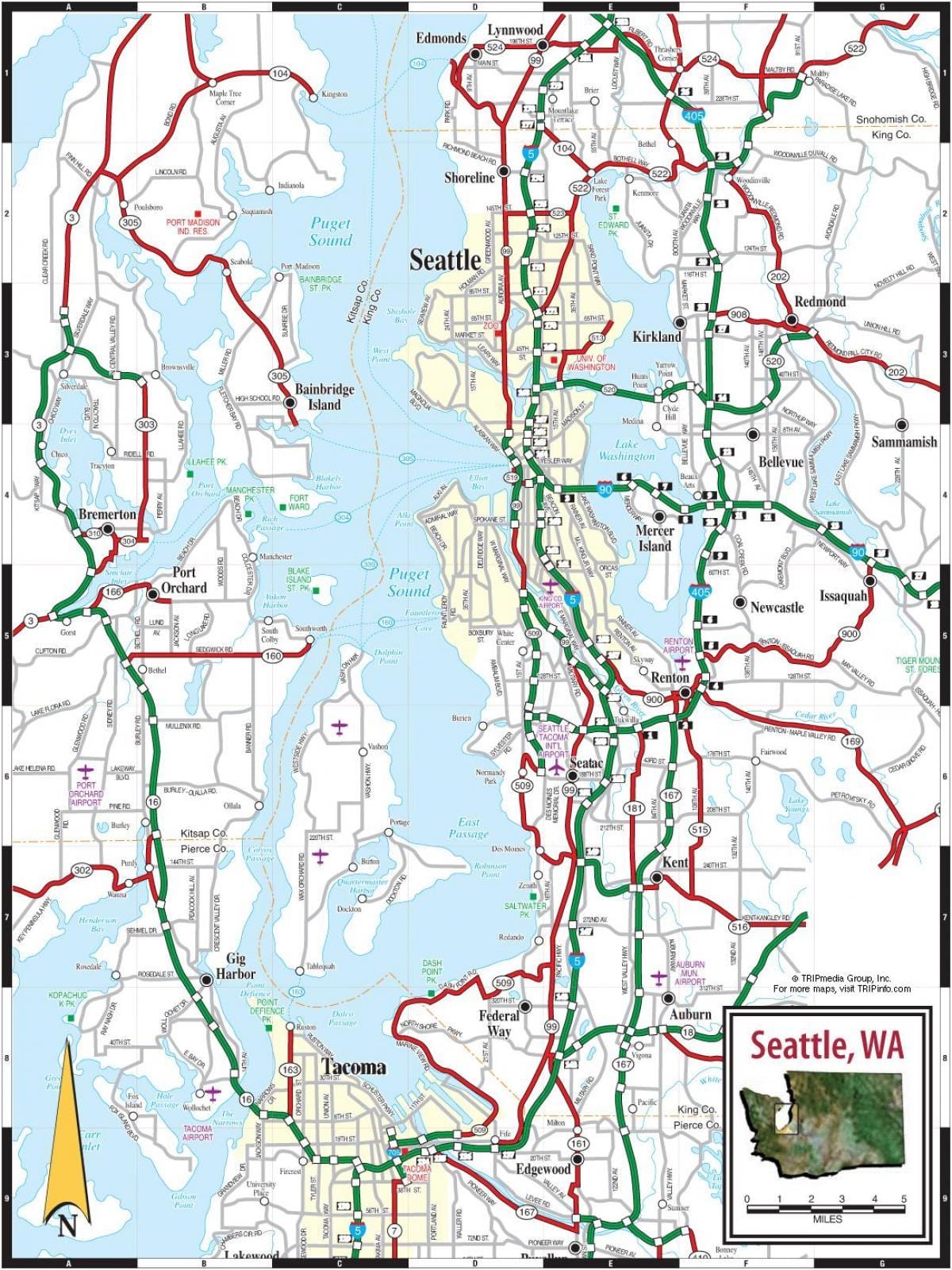 シアトルの道路地図